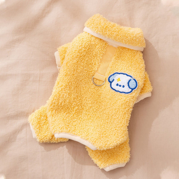 HKM-3723837 Cozy Plush Dog Pajamas One-Piece Suit for Winter Wear and Snuggling