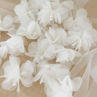 HKM-372435 Handmade Beaded Lace Flower Accessory with Pearl Details for Wedding Dresses