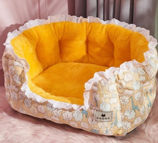 HKM-3725117 Thickened Pet Bed for Medium to Large Dogs and Cats - Four Seasons Design with Blanket Options