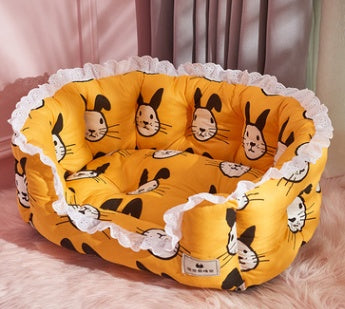 HKM-3725117 Thickened Pet Bed for Medium to Large Dogs and Cats - Four Seasons Design with Blanket Options