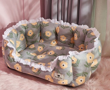 HKM-3725117 Thickened Pet Bed for Medium to Large Dogs and Cats - Four Seasons Design with Blanket Options