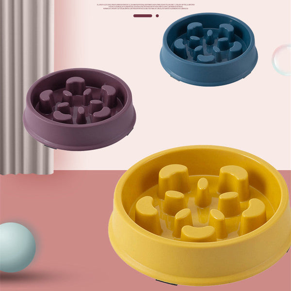 HKM-3725245 Petal-Shaped Plastic Slow Feeder Bowl in Various Colors for Pets