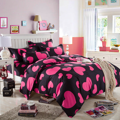 HKM-372563 Three-Piece Cotton Bedding Set with Geometric Pattern - Includes Bed Sheet, Duvet Cover, and Pillowcases