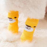 HKM-3726525 Winter Warm Pet Socks - 4-Piece Set for Small Dogs & Puppies, Durable Polyester Leg Covers for Protection Against Cold, Snow, and Dirt