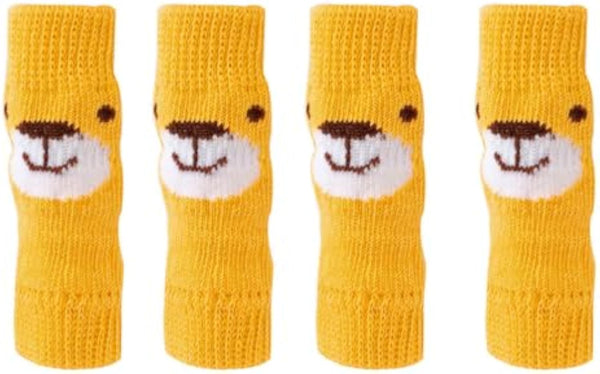 HKM-3726525 Winter Warm Pet Socks - 4-Piece Set for Small Dogs & Puppies, Durable Polyester Leg Covers for Protection Against Cold, Snow, and Dirt
