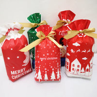 HKM-372883 Christmas Series Drawstring Bags for Snack Food Packaging - 50 Pack, 23.5cm x 15cm x 6cm
