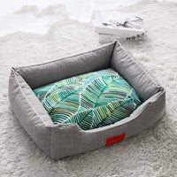 HKM-3729085 Removable and Washable Teddy Dog Bed in Palm Tree-Gray for All Dog Sizes