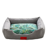 HKM-3729085 Removable and Washable Teddy Dog Bed in Palm Tree-Gray for All Dog Sizes