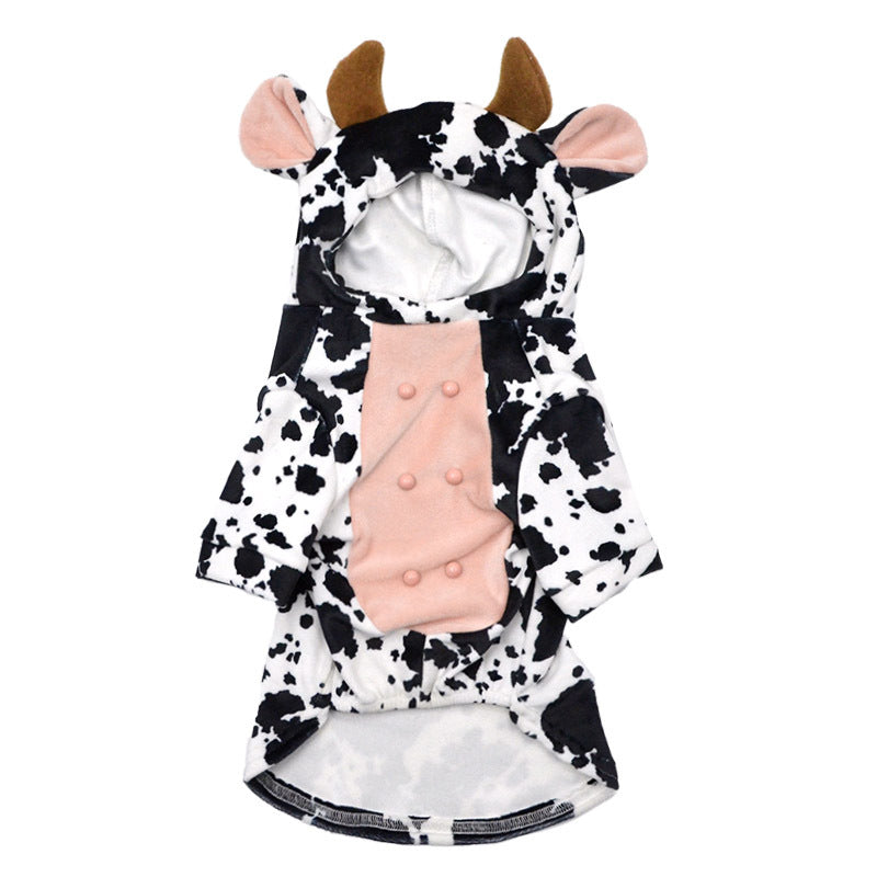 HKM-3729213 Cow Print Velvet Dog Outfit for Small to Large Dogs - Cute and Cozy Pet Clothing