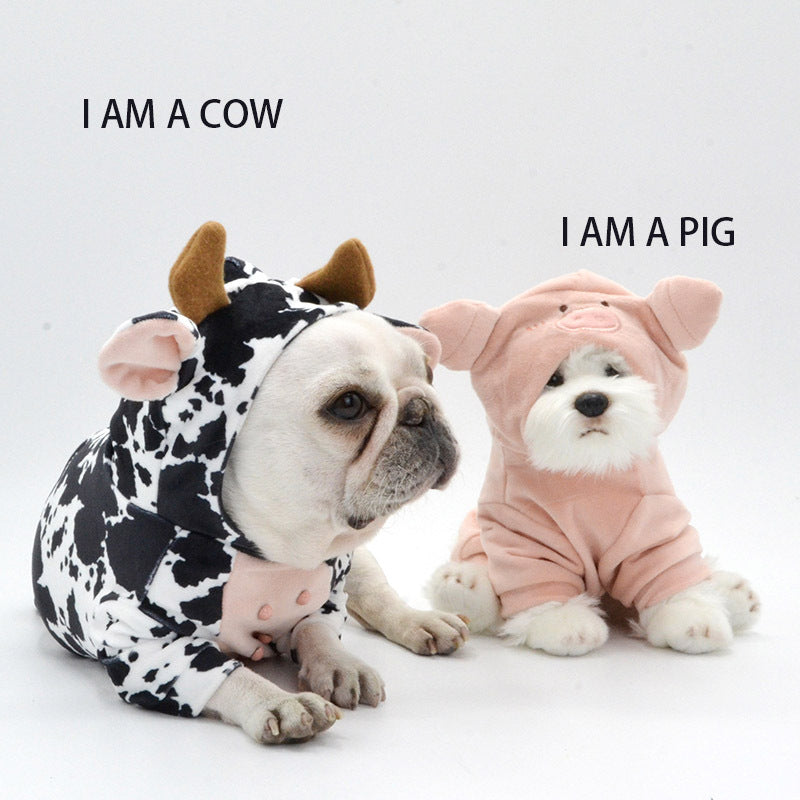 HKM-3729213 Cow Print Velvet Dog Outfit for Small to Large Dogs - Cute and Cozy Pet Clothing