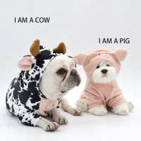 HKM-3729213 Cow Print Velvet Dog Outfit for Small to Large Dogs - Cute and Cozy Pet Clothing