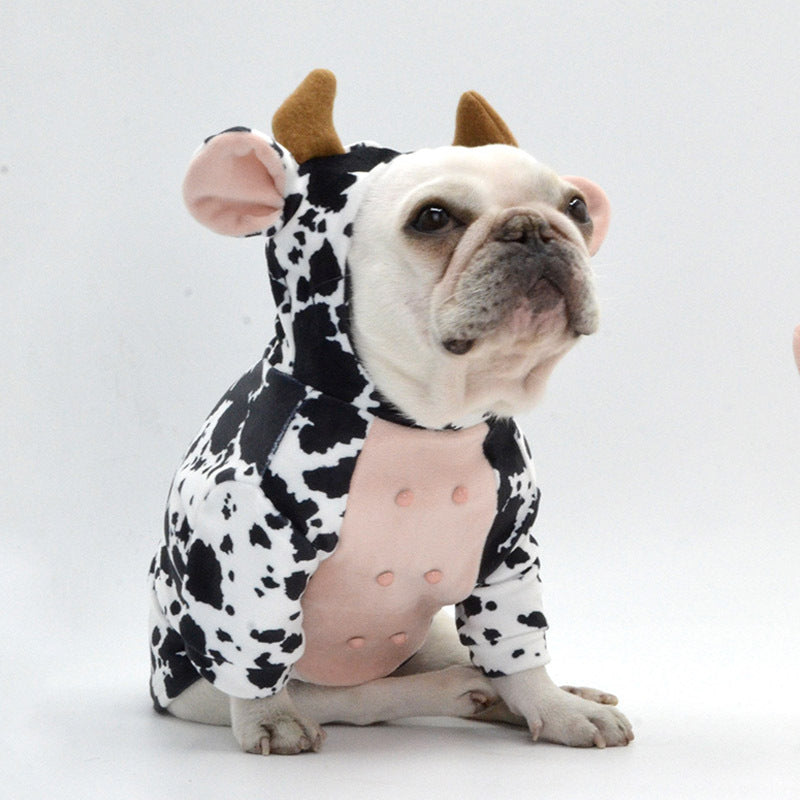 HKM-3729213 Cow Print Velvet Dog Outfit for Small to Large Dogs - Cute and Cozy Pet Clothing
