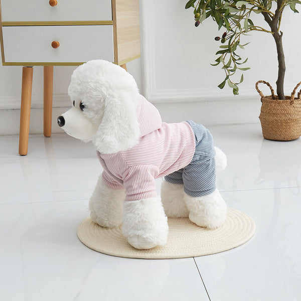 HKM-3729469 Corduroy Hooded Fleece-Lined Pet Coat in Multiple Colors and Sizes