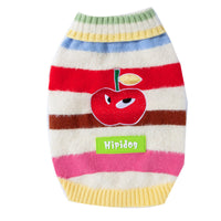 HKM-3729597 Medium-Sized Dog Pullover Sweater with Playful Cherry Design and Vibrant Multicolor Stripes