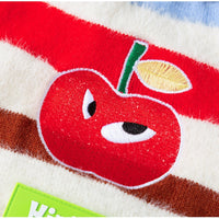 HKM-3729597 Medium-Sized Dog Pullover Sweater with Playful Cherry Design and Vibrant Multicolor Stripes