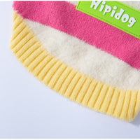HKM-3729597 Medium-Sized Dog Pullover Sweater with Playful Cherry Design and Vibrant Multicolor Stripes