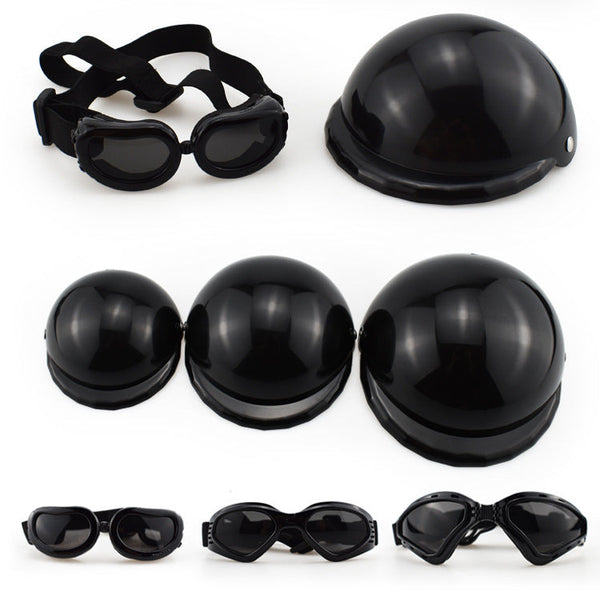 HKM-3729853 Pet Safety Helmet with Sunglasses Set for Dogs and Cats - Casual Monochrome Design