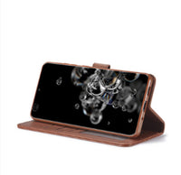 HKM-373011 Calfskin Pattern Flip Cover with Card Holder and Anti-Drop Protection