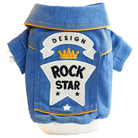 HKM-3730621 Denim Cute Coat for Small Dogs - Handsome Rock Embroidered Design