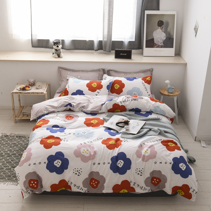 HKM-373075 Aloe Cotton Floral Bedding Set with Reactive Dye - Multiple Sizes and Designs Available