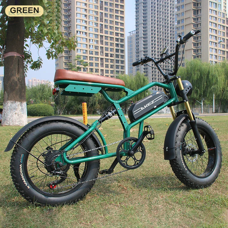 HKM-373075 Electric Vintage Road Bike 48V 500W 7-Speed, High-Carbon Steel Frame, 20-Inch Wheels, LED Headlight