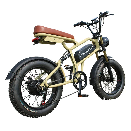 HKM-373075 Electric Vintage Road Bike 48V 500W 7-Speed, High-Carbon Steel Frame, 20-Inch Wheels, LED Headlight