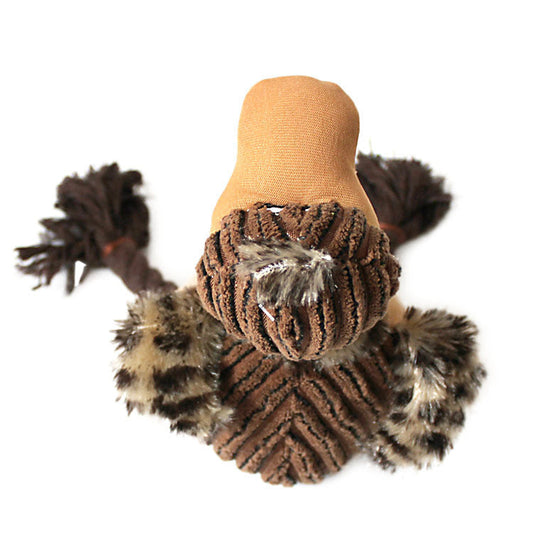 HKM-3731645 Three-Color Corduroy Bird Plush Toy with Cotton Rope for Healthy Gnawing and Vocalizing - 18CM Height
