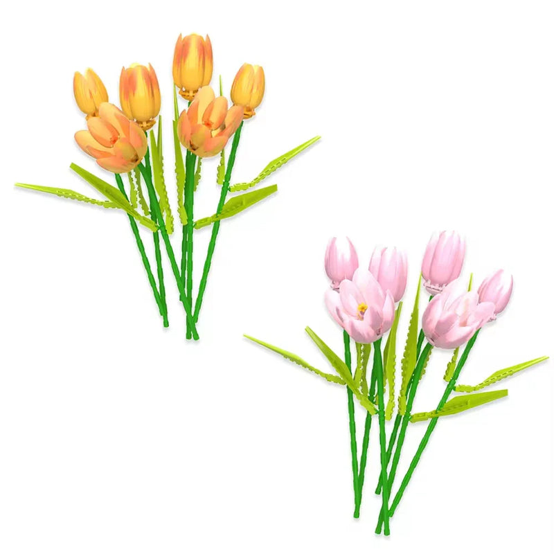 HKM-373395 DIY Flower Bricks Building Blocks Construction Toy Vase Set for Creative Home Decoration