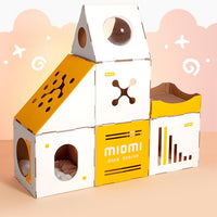 HKM-3734077 Eco-Friendly Corrugated Cat Villa House - Durable Cardboard Design for All Cat Breeds