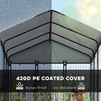 HKM-3734461 Outdoor Dog Kennel with Roof and Adjustable Bowls - Spacious 5.9' x 5.9' x 6' Structure for Large Dogs Up to 66 lbs