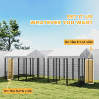 HKM-3734461 Outdoor Dog Kennel with Roof and Adjustable Bowls - Spacious 5.9' x 5.9' x 6' Structure for Large Dogs Up to 66 lbs