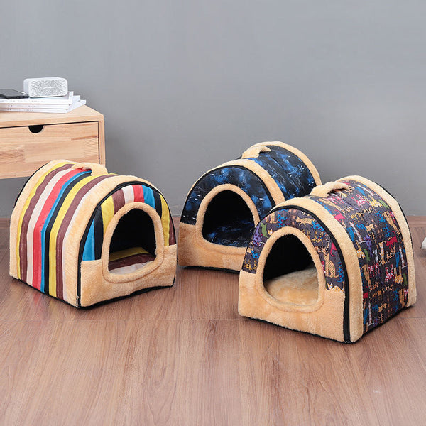 HKM-3734845 Detachable and Washable Cat Litter House with Soft Cushion and Blanket - Multiple Colors and Sizes Available