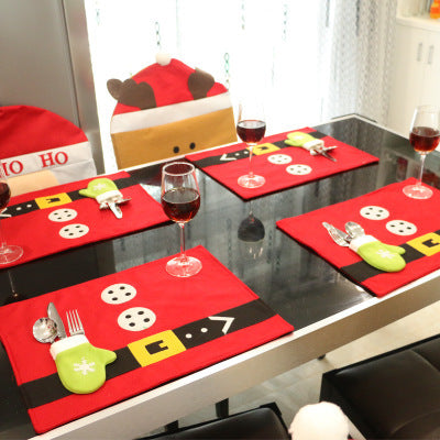 HKM-373523 Christmas-Themed Table Mat for Cutlery - Red, 45cm x 33cm