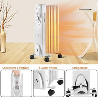 HKM-373523 Freestanding Electric Oil Filled Radiator Heater with Adjustable Thermostat, 2000W Power, Modern Design