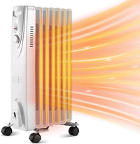 HKM-373523 Freestanding Electric Oil Filled Radiator Heater with Adjustable Thermostat, 2000W Power, Modern Design