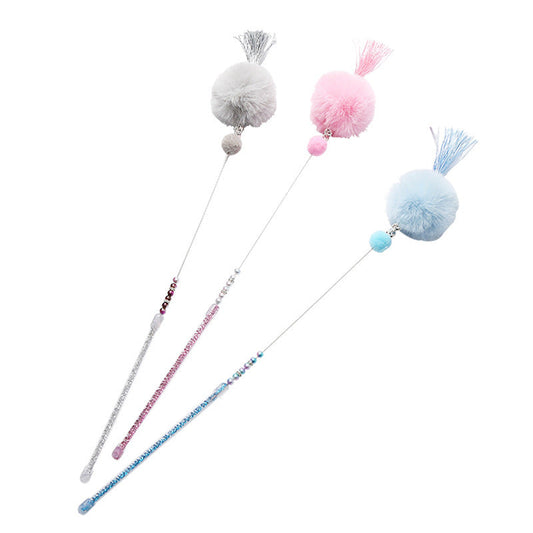 HKM-3735613 Colorful Beaded Cat Wand with Plush Accessories