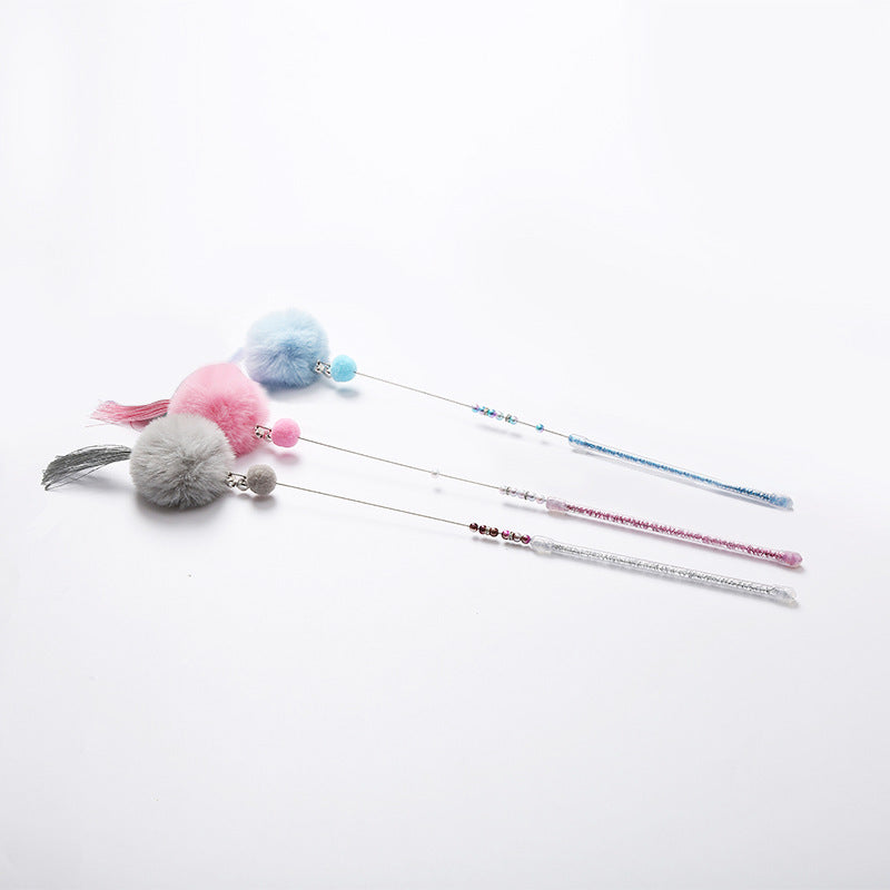 HKM-3735613 Colorful Beaded Cat Wand with Plush Accessories