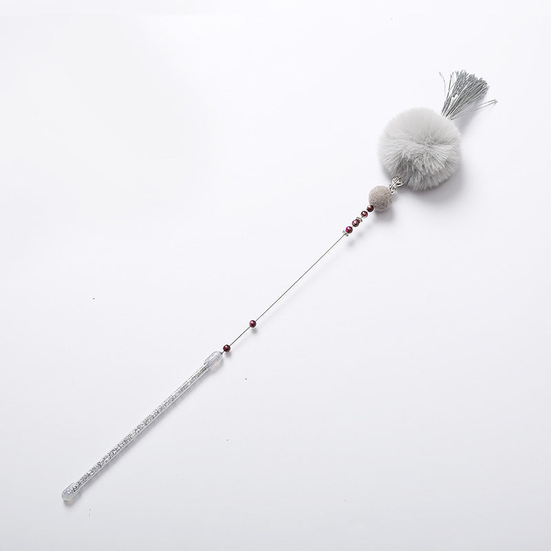 HKM-3735613 Colorful Beaded Cat Wand with Plush Accessories