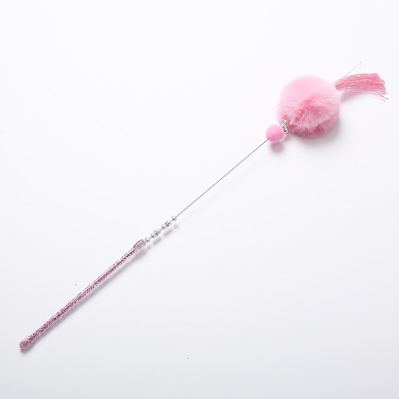 HKM-3735613 Colorful Beaded Cat Wand with Plush Accessories