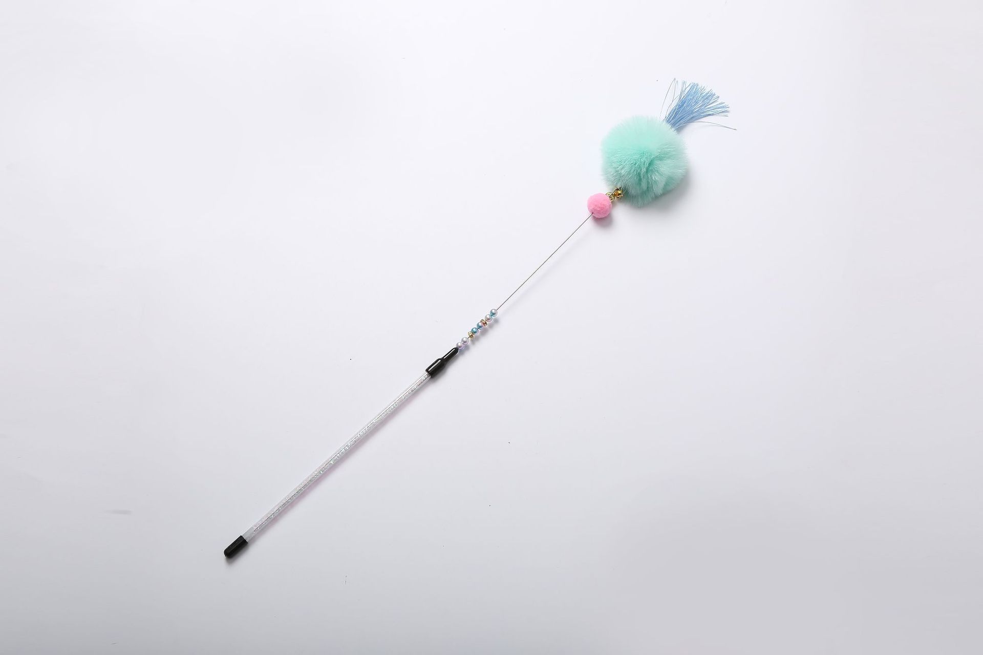 HKM-3735613 Colorful Beaded Cat Wand with Plush Accessories