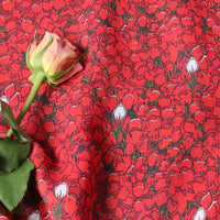 HKM-373587 Rose Twist Pure Ramie Digital Printing Fabric - 140cm Wide, Available in Multiple Lengths