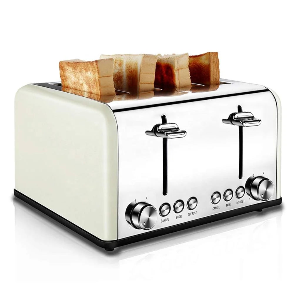 HKM-373651 Extra Wide Slot Stainless Steel 4 Slice Vertical Toaster with Compact Design
