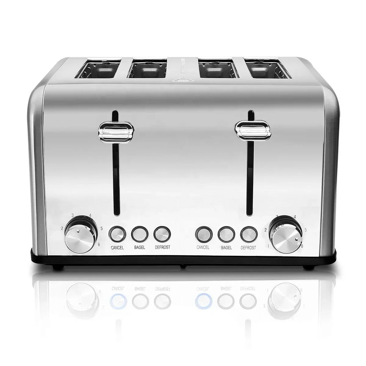 HKM-373651 Extra Wide Slot Stainless Steel 4 Slice Vertical Toaster with Compact Design