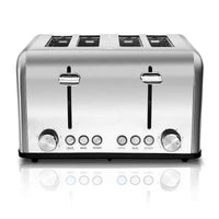 HKM-373651 Extra Wide Slot Stainless Steel 4 Slice Vertical Toaster with Compact Design