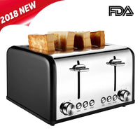 HKM-373651 Extra Wide Slot Stainless Steel 4 Slice Vertical Toaster with Compact Design