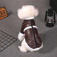 HKM-3737149 Warm Autumn and Winter Four-Legged Clothing for Puppies - Motorcycle Style and Stitching Lamb Wool Jacket