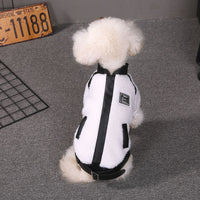 HKM-3737149 Warm Autumn and Winter Four-Legged Clothing for Puppies - Motorcycle Style and Stitching Lamb Wool Jacket