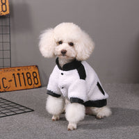 HKM-3737149 Warm Autumn and Winter Four-Legged Clothing for Puppies - Motorcycle Style and Stitching Lamb Wool Jacket