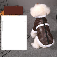 HKM-3737149 Warm Autumn and Winter Four-Legged Clothing for Puppies - Motorcycle Style and Stitching Lamb Wool Jacket
