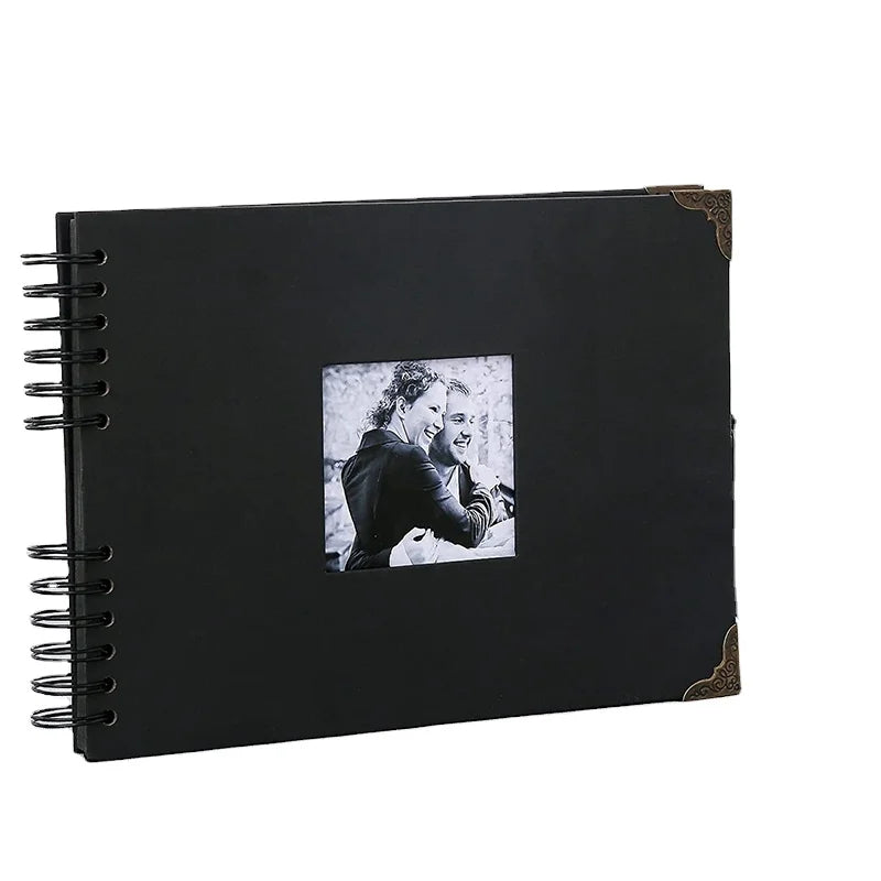 HKM-373779 Custom 11x8 Inch Black Hardcover Scrapbook for Baby Photo Album and DIY Craft Projects